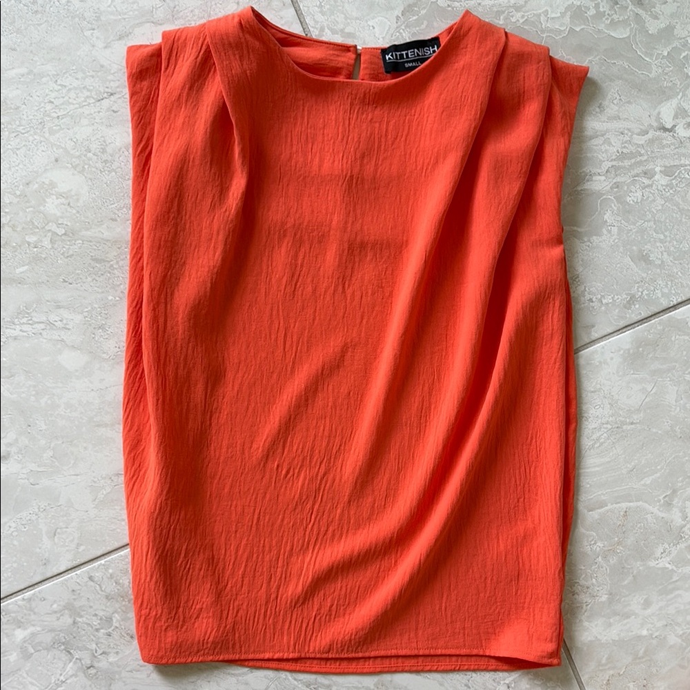 Kittenish Orange Boxy Ribbed Blouse